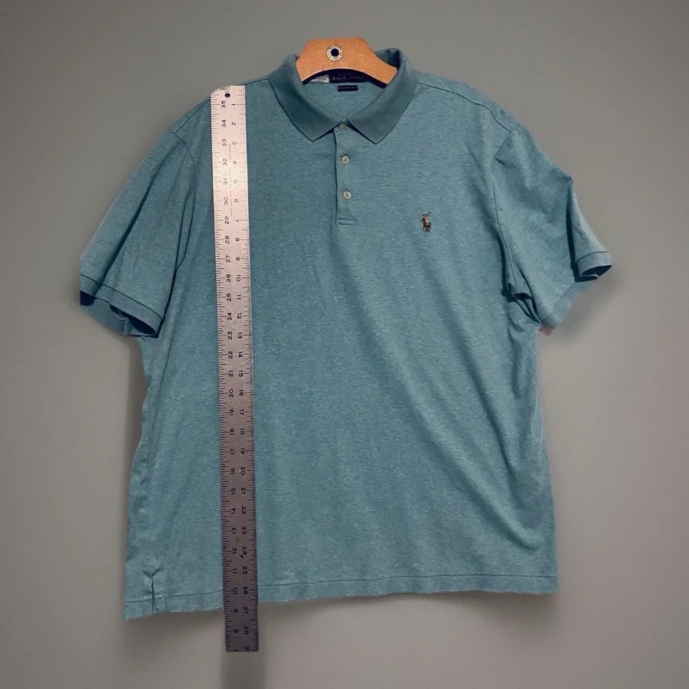 Polo Ralph Lauren Men's Polo Shirt Heathered‎ Green Large Lightweight Classic